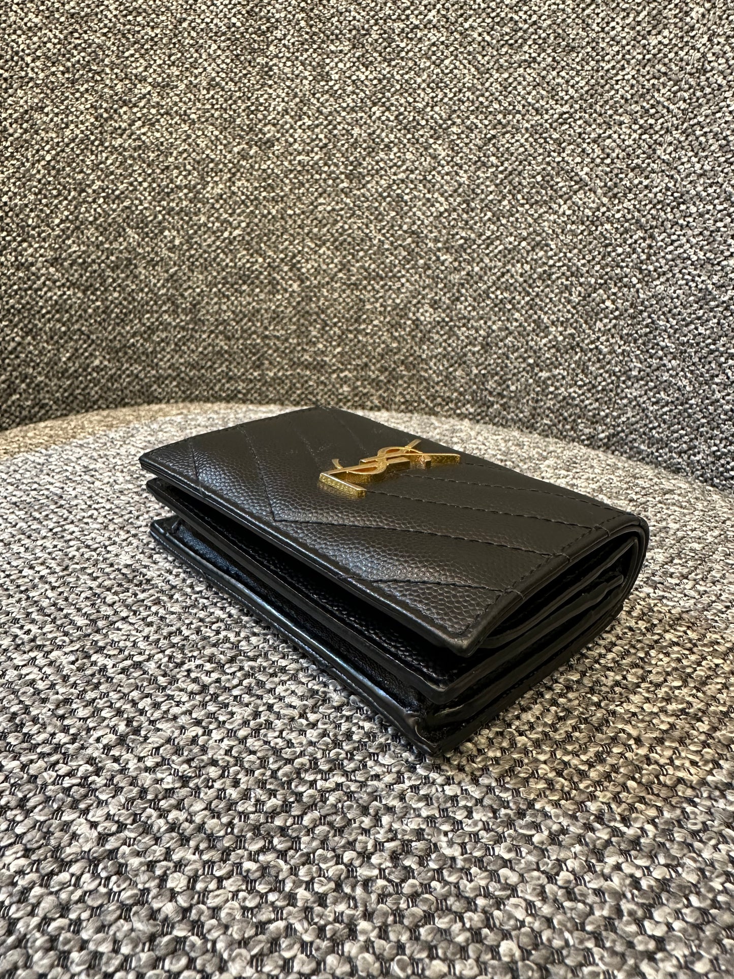 Yves Saint Laurent Cassandre Matelasse Wallet In Black Leather