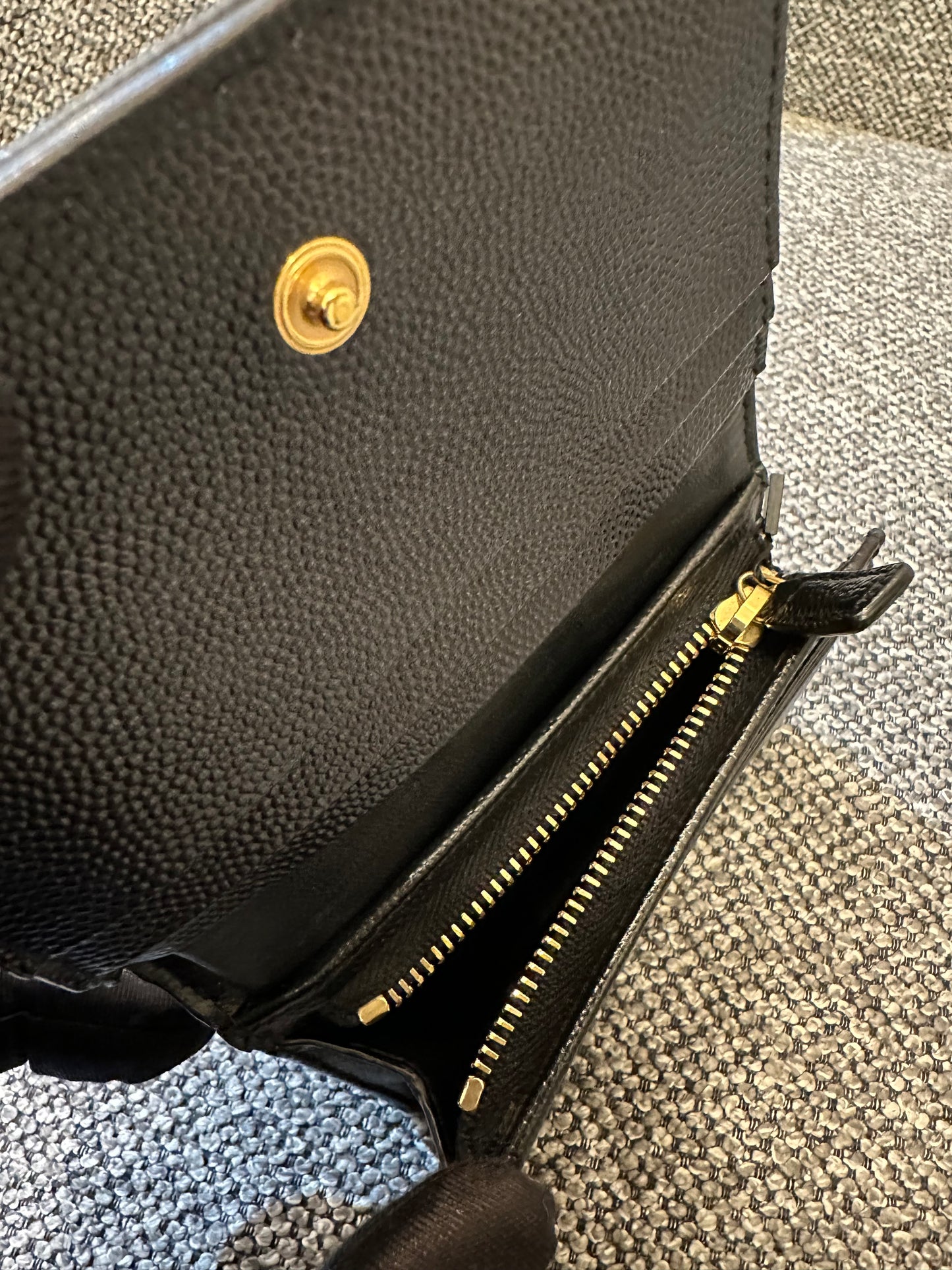 Yves Saint Laurent Cassandre Matelasse Wallet In Black Leather
