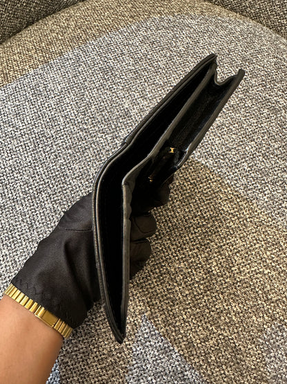 Yves Saint Laurent Cassandre Matelasse Wallet In Black Leather