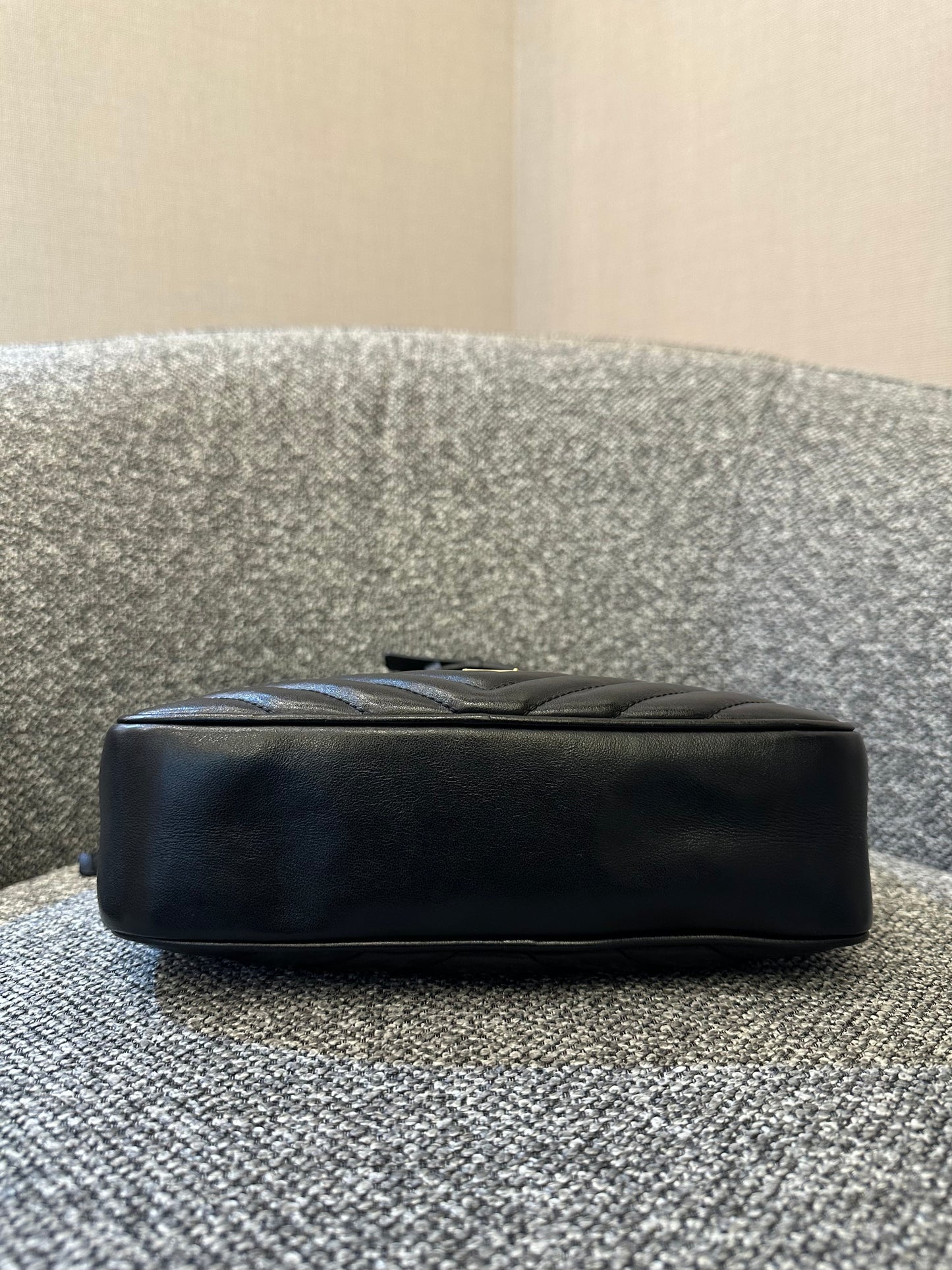 Yves Saint Laurent Lou Camera Bag In Black Chevron Quilted Leather