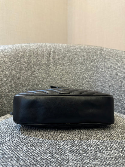 Yves Saint Laurent Lou Camera Bag In Black Chevron Quilted Leather