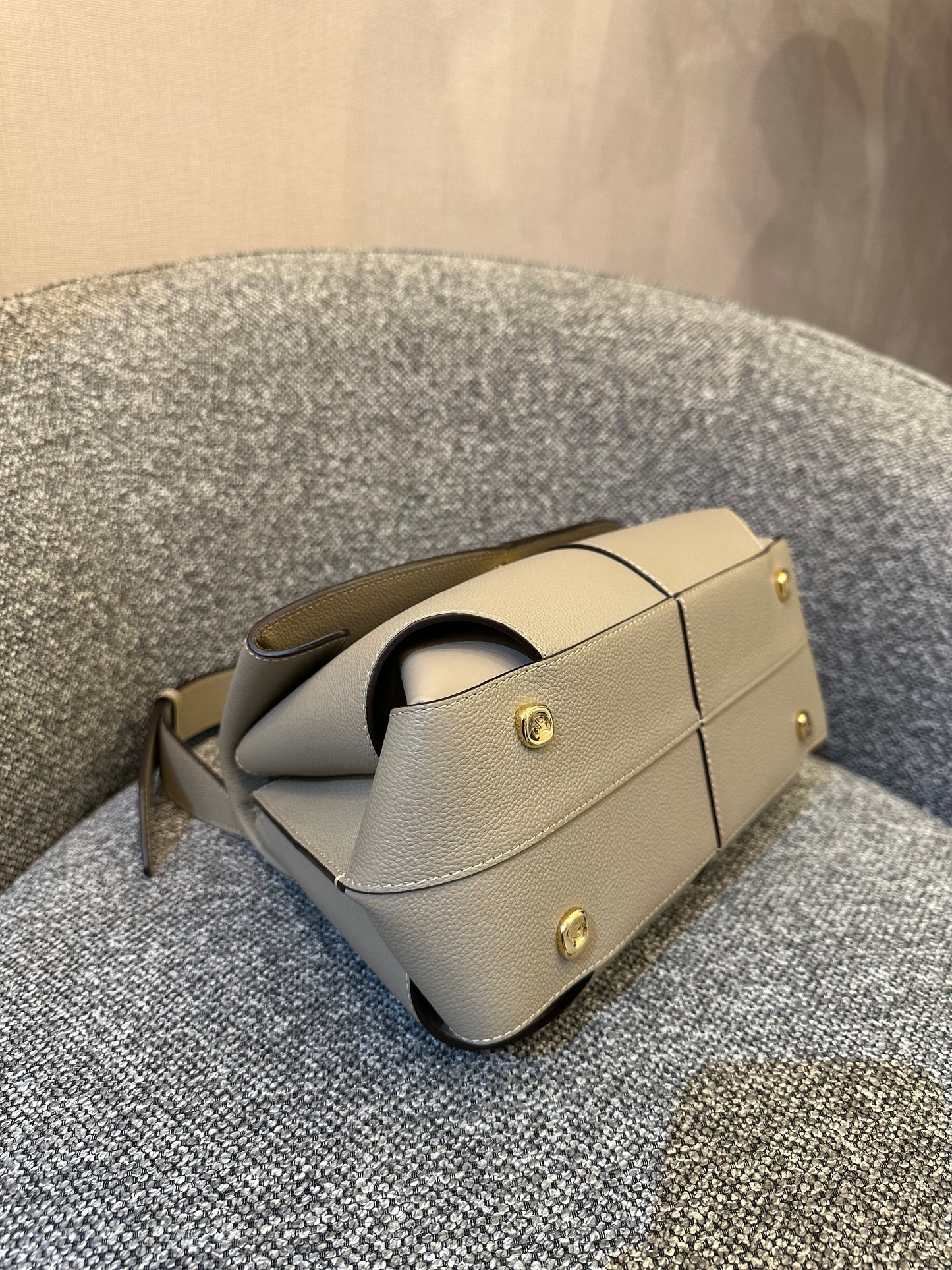 Polène Mokki Bag In Textured Sand Leather