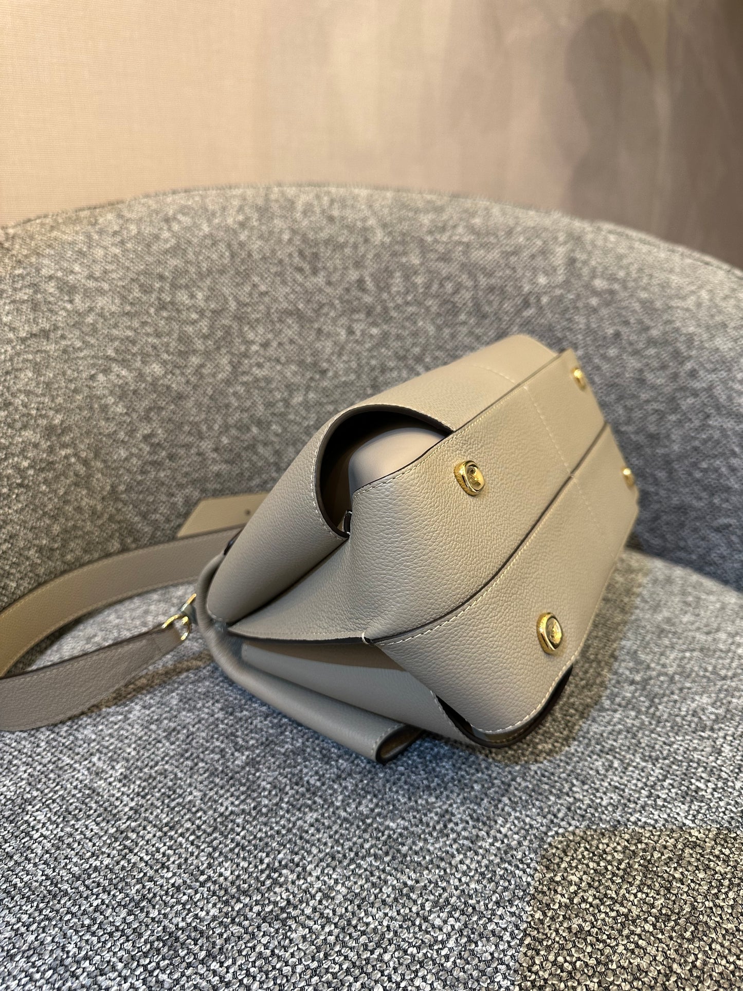 Polène Mokki Bag In Textured Sand Leather