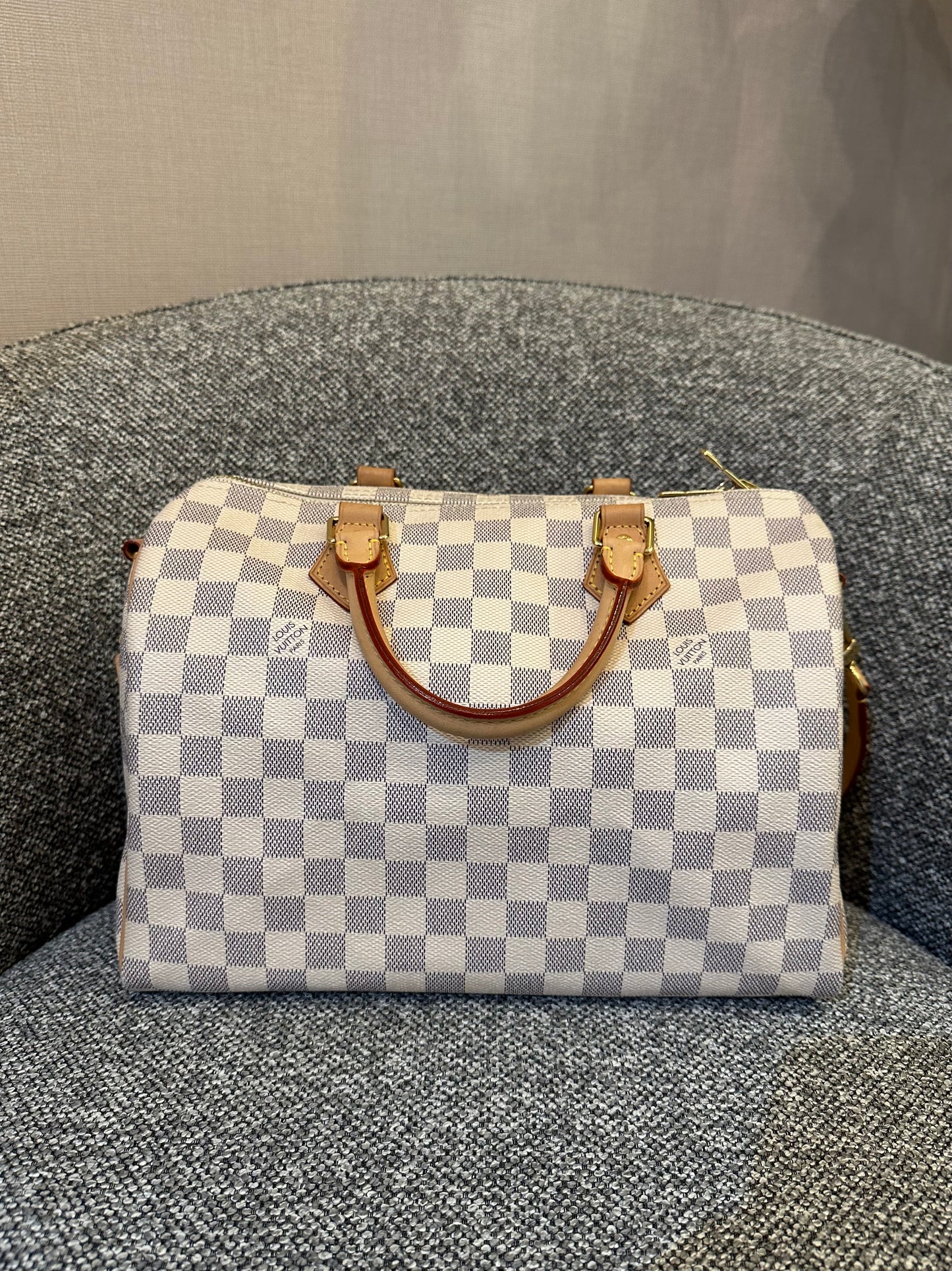 Louis Vuitton Speedy 30 Bandouliere In Damier Azur