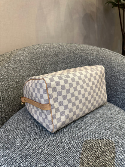 Louis Vuitton Speedy 30 Bandouliere In Damier Azur