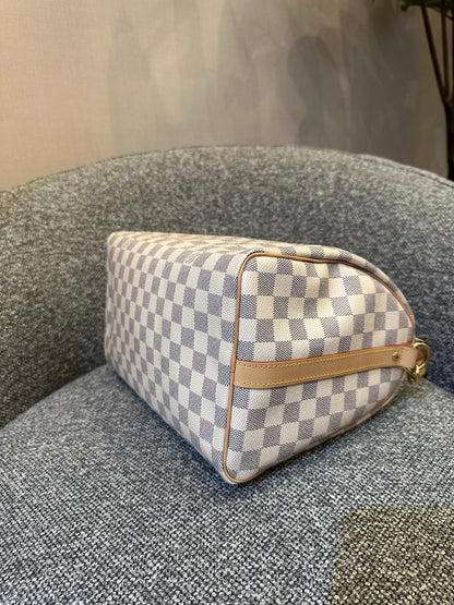 Louis Vuitton Speedy 30 Bandouliere In Damier Azur