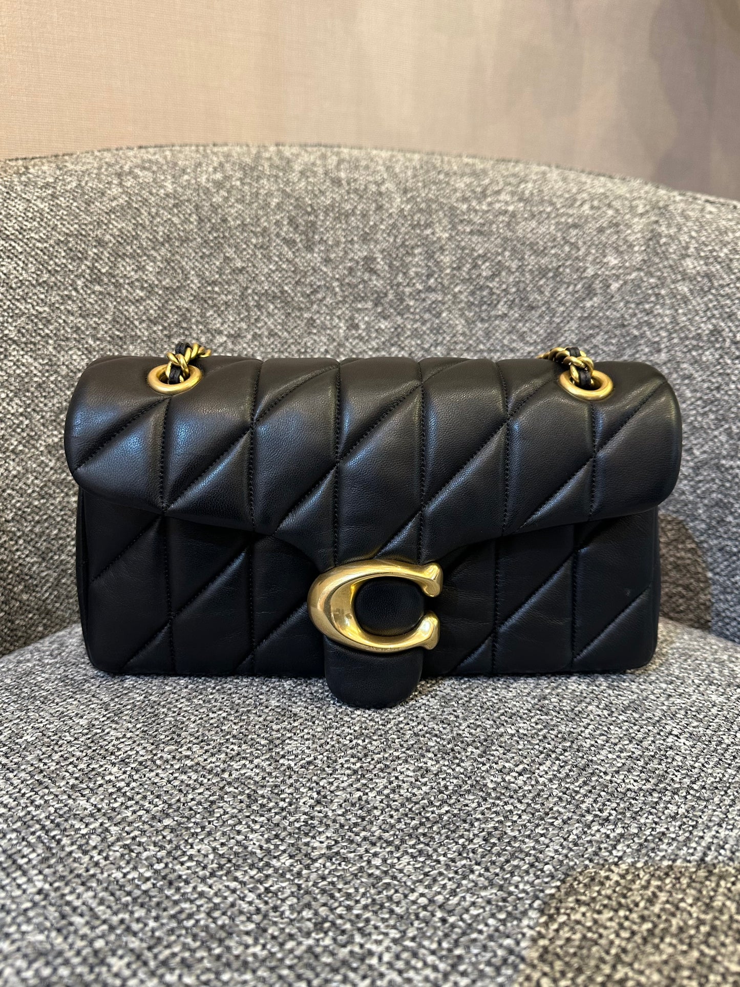 Coach Tabby Quilted Shoulder Bag 26 In Black Quilted Leather