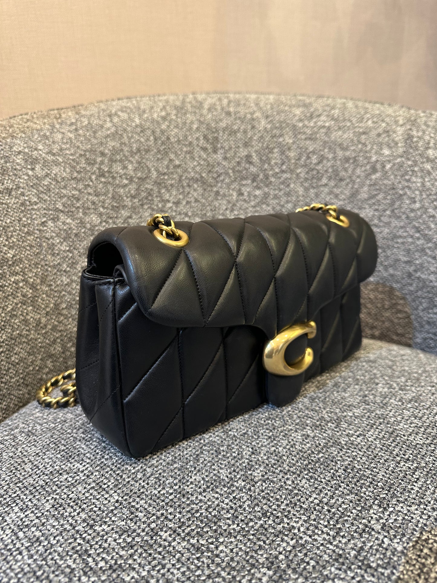 Coach Tabby Quilted Shoulder Bag 26 In Black Quilted Leather