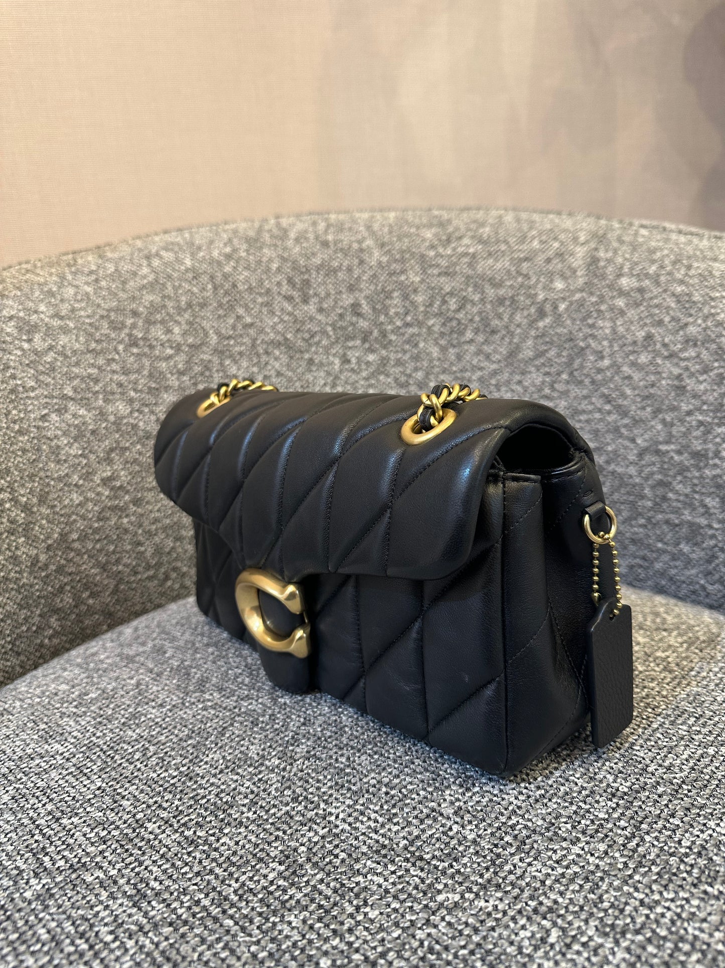 Coach Tabby Quilted Shoulder Bag 26 In Black Quilted Leather