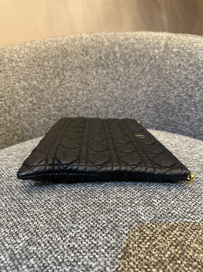 Christian Dior Supple Cannage Calfskin Caro Daily Pouch In Black
