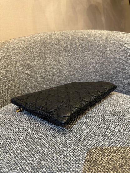 Christian Dior Supple Cannage Calfskin Caro Daily Pouch In Black