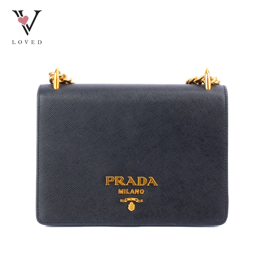 Prada Crossbody Bag In Black Saffiano Leather