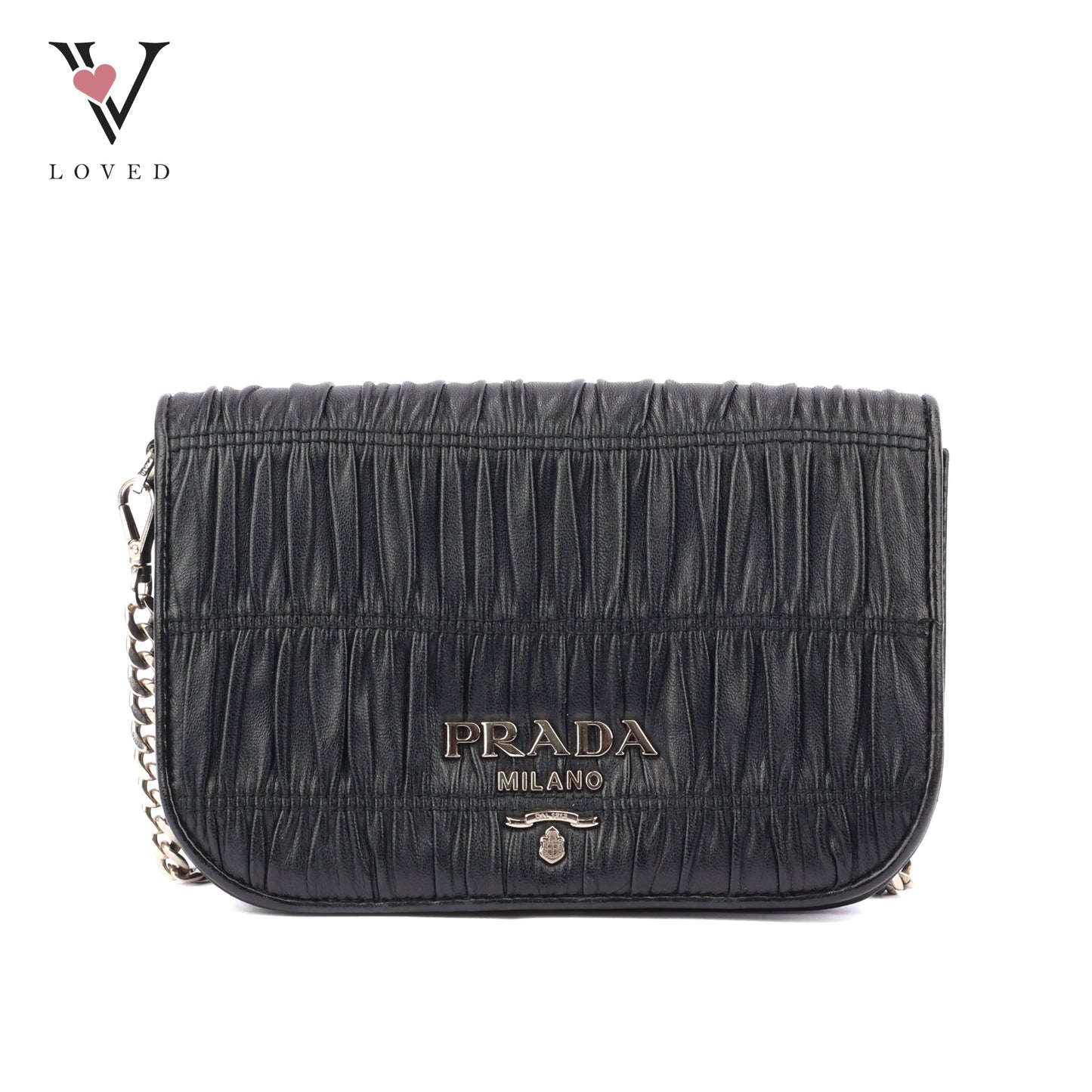 Prada Nappa Gaufre Crossbody Bag In Black Soft Leather