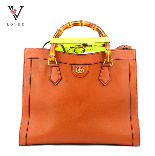 Gucci Diana Tote Bag In Brown Leather