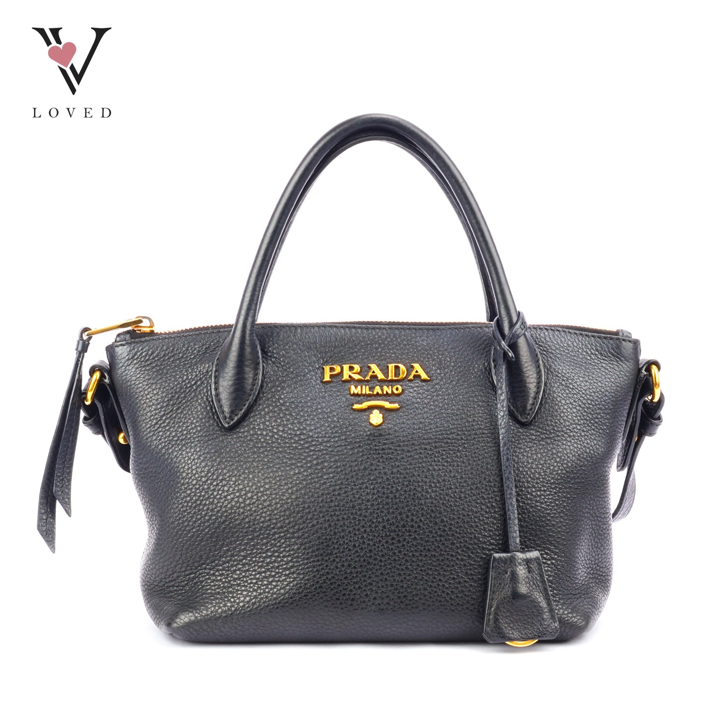 Prada Vitello Daino Zip Tote Bag In Black Leather
