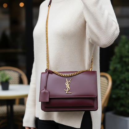 Sunset In Burgundy Calfskin Leather