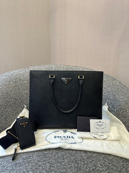 Prada Galleria In Black Saffiano Leather