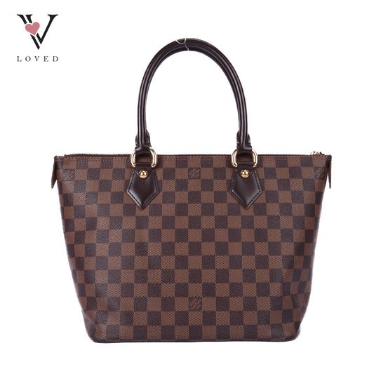 Damiere Ebene Brown Leather Saleya PM Bag