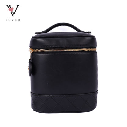 Black Leather Vanity Bag
