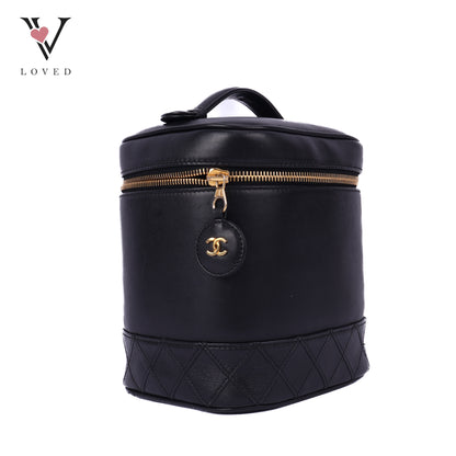 Black Leather Vanity Bag