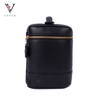 Black Leather Vanity Bag