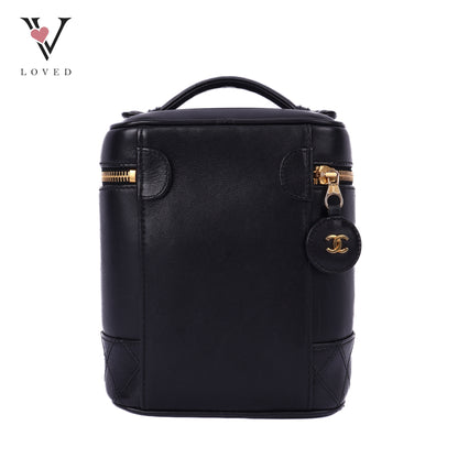 Black Leather Vanity Bag