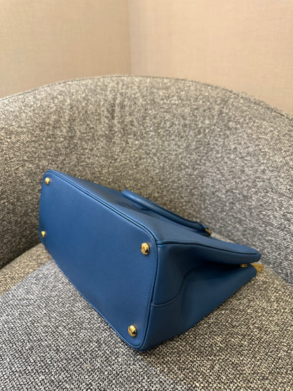 Prada Saffiano Galleria Double Zip Tote Bag In Blue