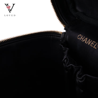 Black Leather Vanity Bag