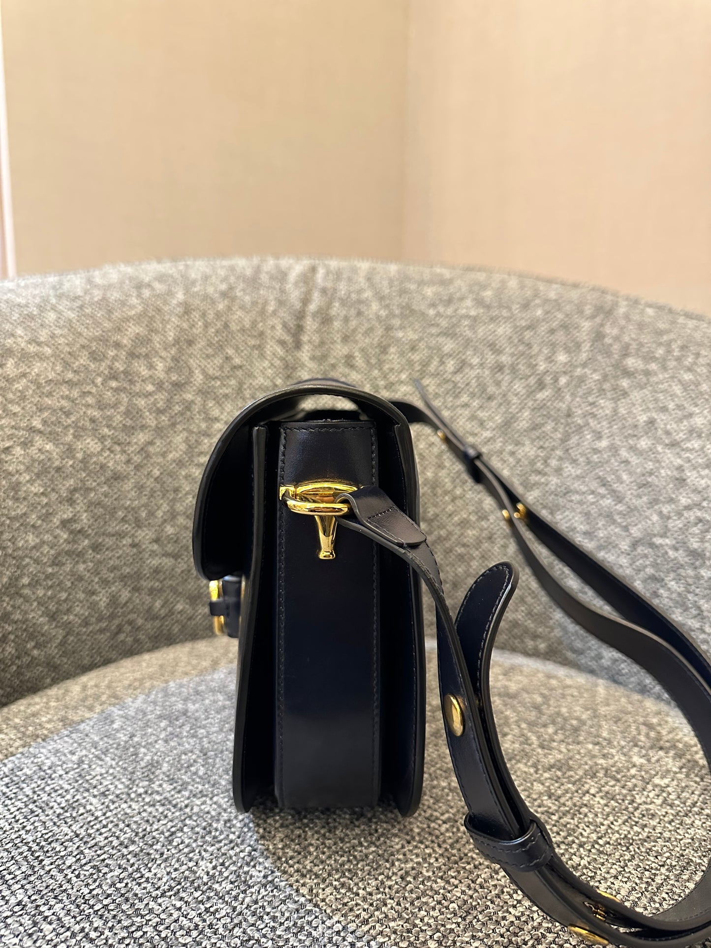 Gucci Horsebit Small In Navy Blue Leather
