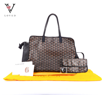 Goyard Sac Hardy PM Tote Bag in Black Goyardine Canvas