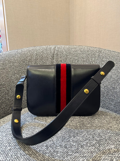 Gucci Horsebit Small In Navy Blue Leather
