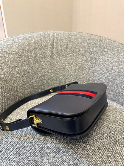 Gucci Horsebit Small In Navy Blue Leather
