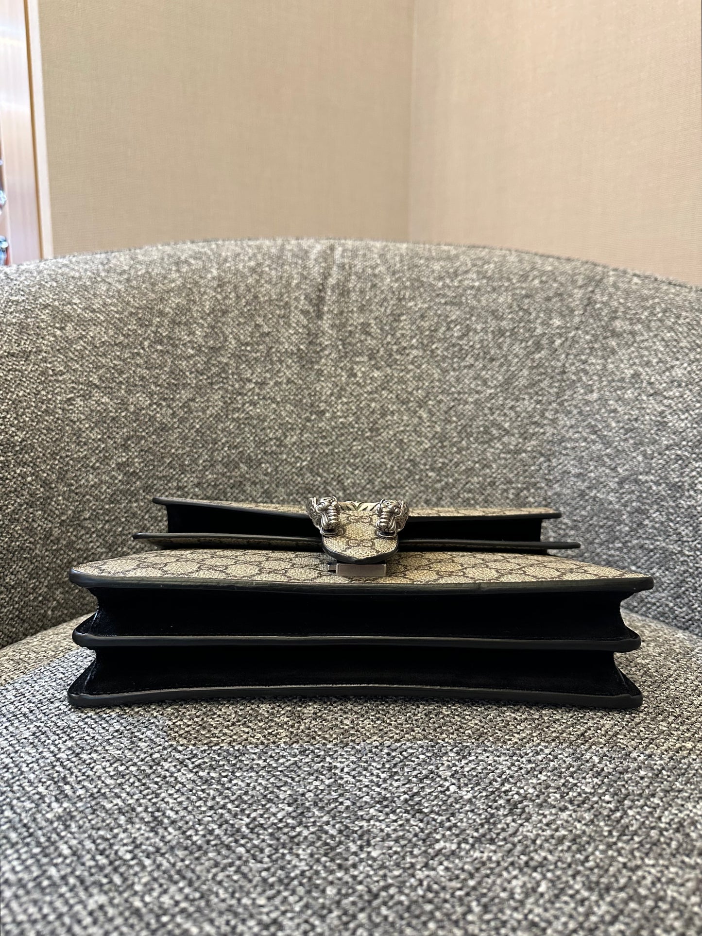 Gucci Dionysus GG Supreme Canvas Bag In Black Suede