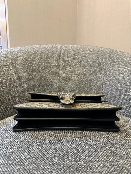 Gucci Dionysus GG Supreme Canvas Bag In Black Suede