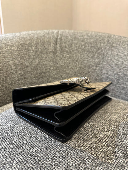 Gucci Dionysus GG Supreme Canvas Bag In Black Suede