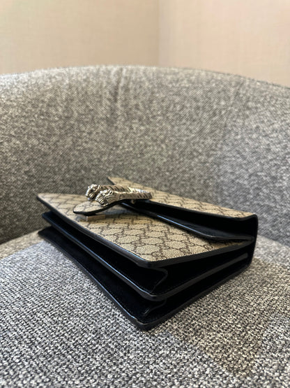 Gucci Dionysus GG Supreme Canvas Bag In Black Suede