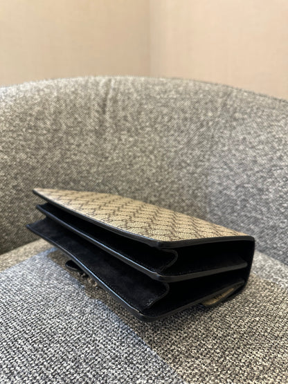 Gucci Dionysus GG Supreme Canvas Bag In Black Suede