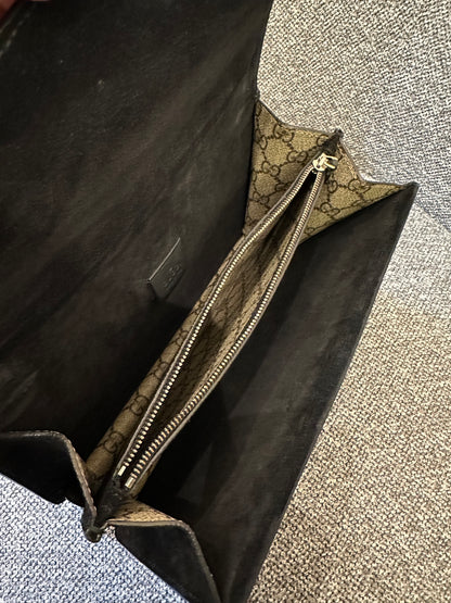 Gucci Dionysus GG Supreme Canvas Bag In Black Suede