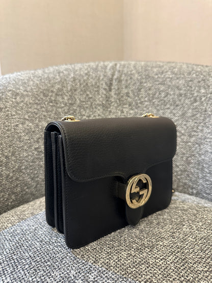 Gucci Interlocking Small In Black Leather