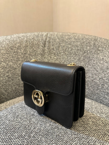 Gucci Interlocking Small In Black Leather