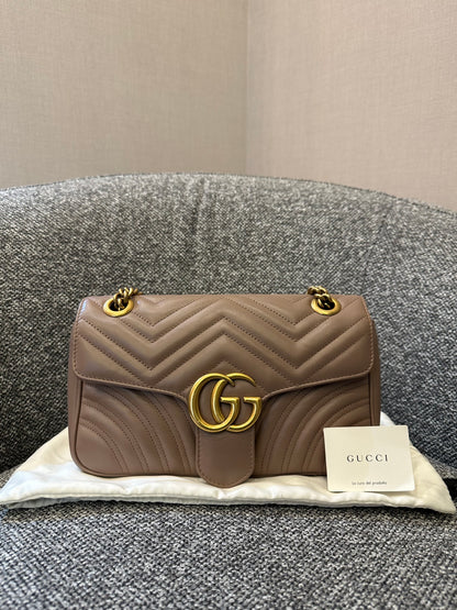 Gucci GG Marmont Flap Matelasse Shoulder Bag In Taupe
