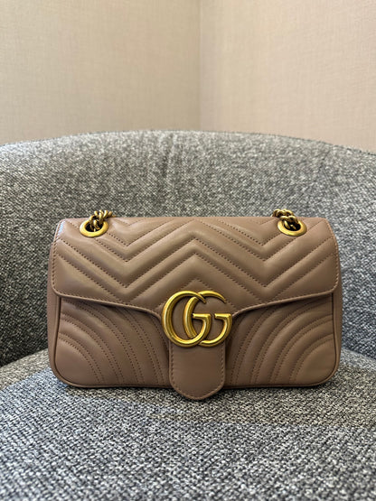 Gucci GG Marmont Flap Matelasse Shoulder Bag In Taupe