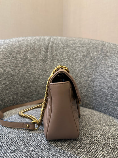 Gucci GG Marmont Flap Matelasse Shoulder Bag In Taupe