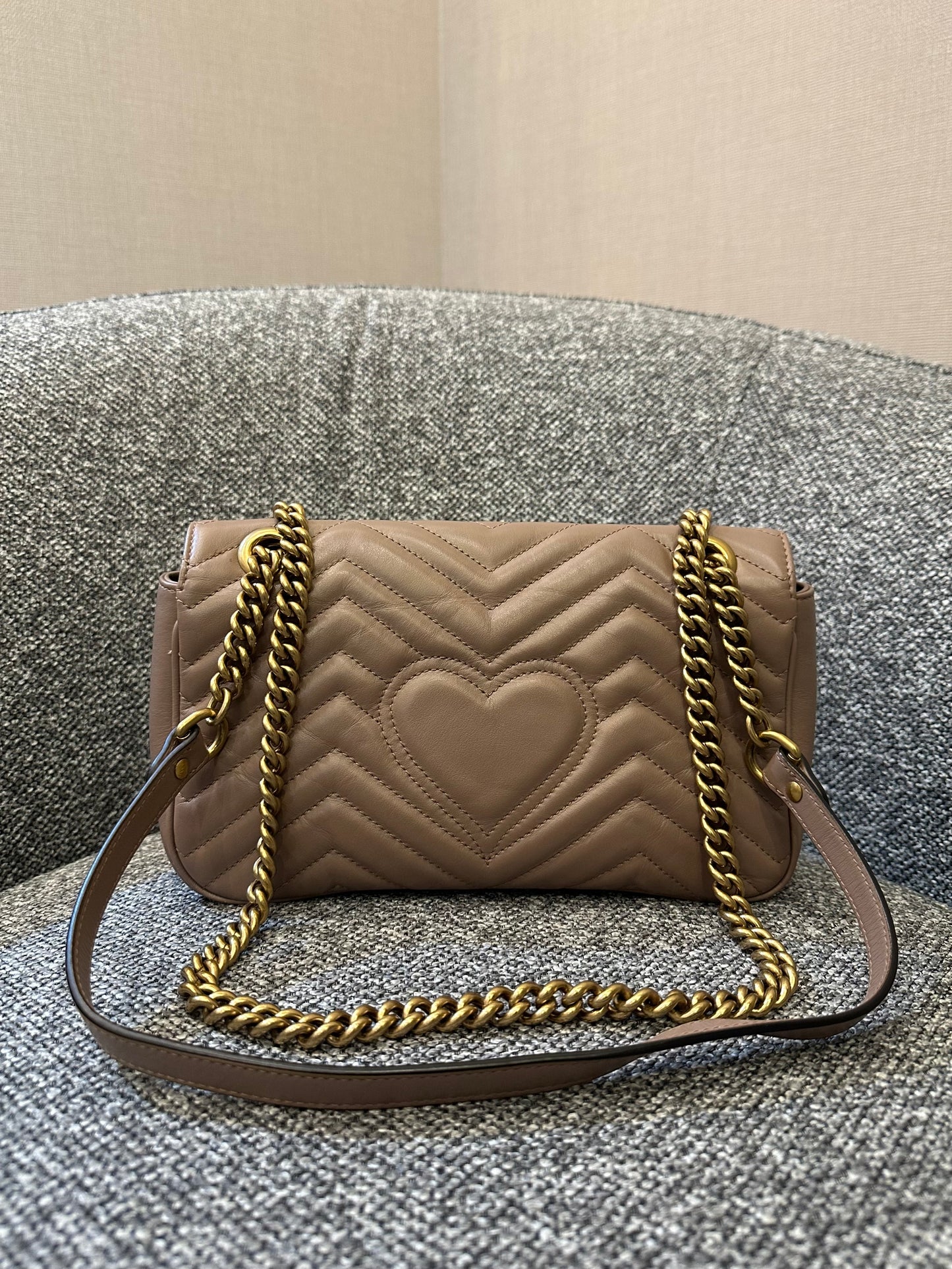 Gucci GG Marmont Flap Matelasse Shoulder Bag In Taupe
