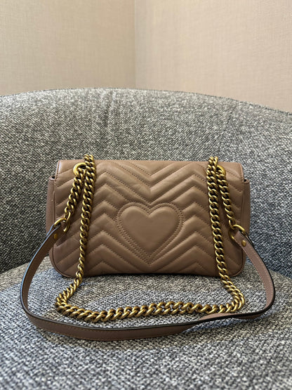 Gucci GG Marmont Flap Matelasse Shoulder Bag In Taupe