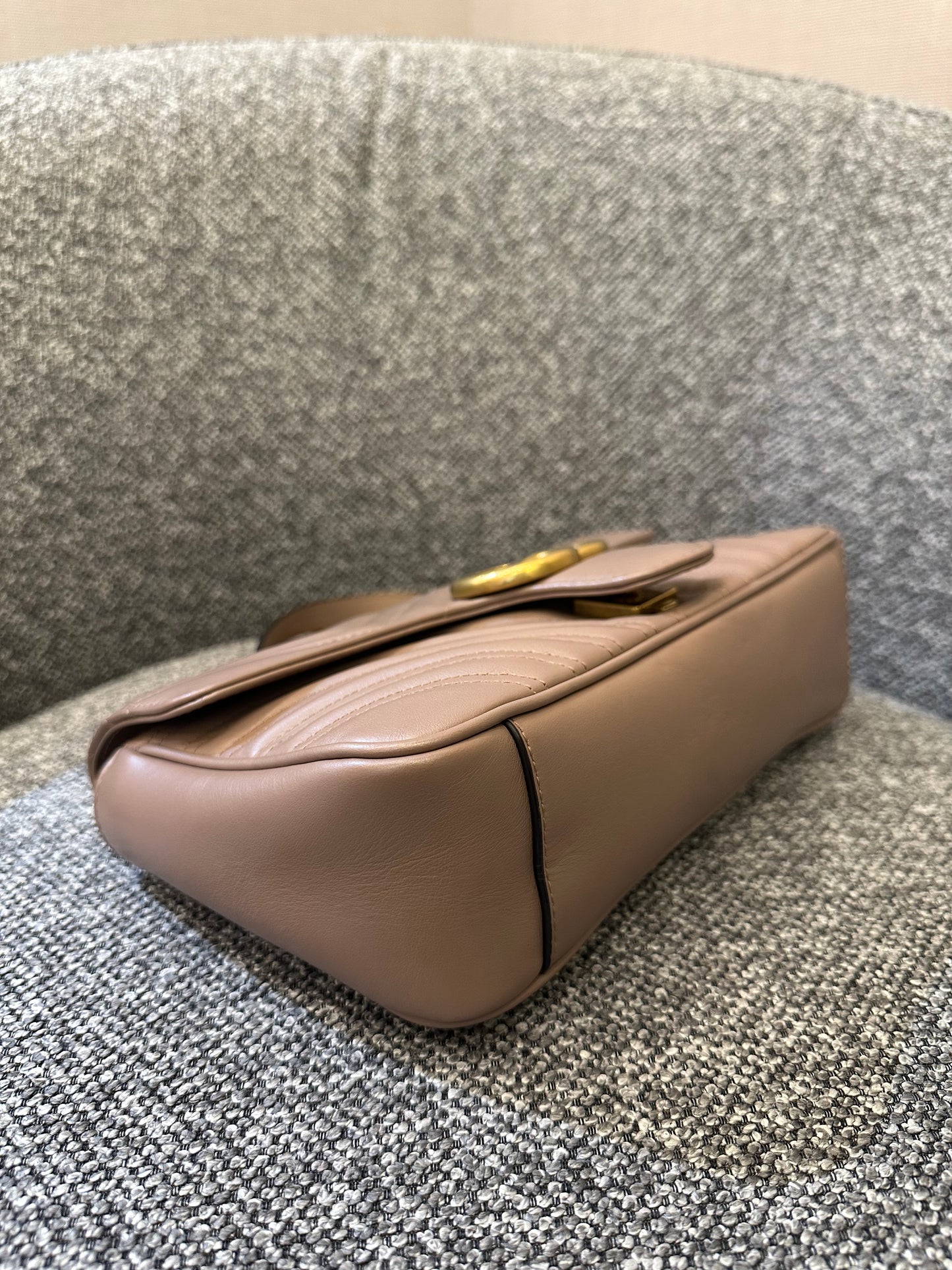 Gucci GG Marmont Flap Matelasse Shoulder Bag In Taupe