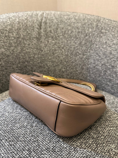 Gucci GG Marmont Flap Matelasse Shoulder Bag In Taupe