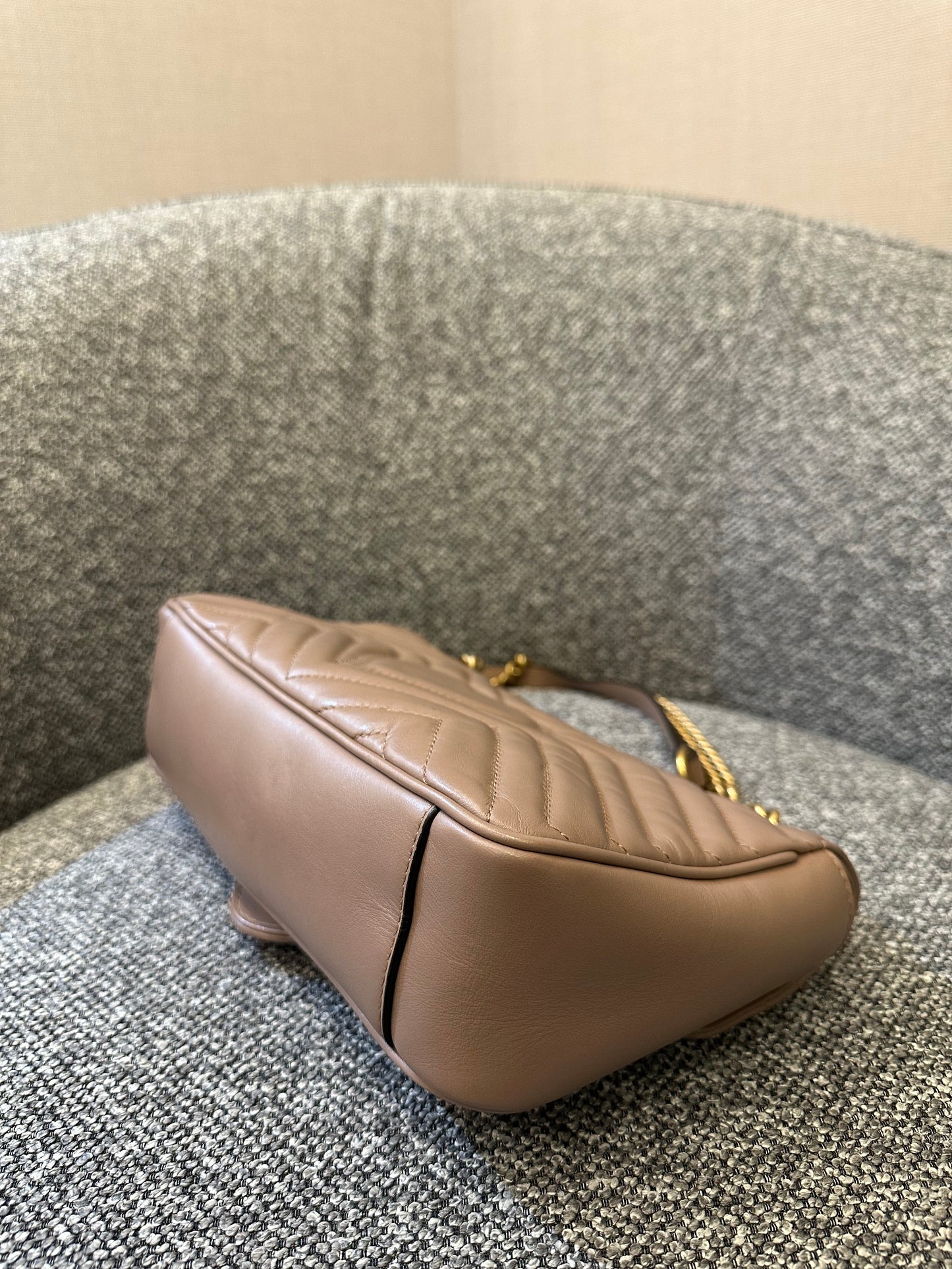 Gucci GG Marmont Flap Matelasse Shoulder Bag In Taupe
