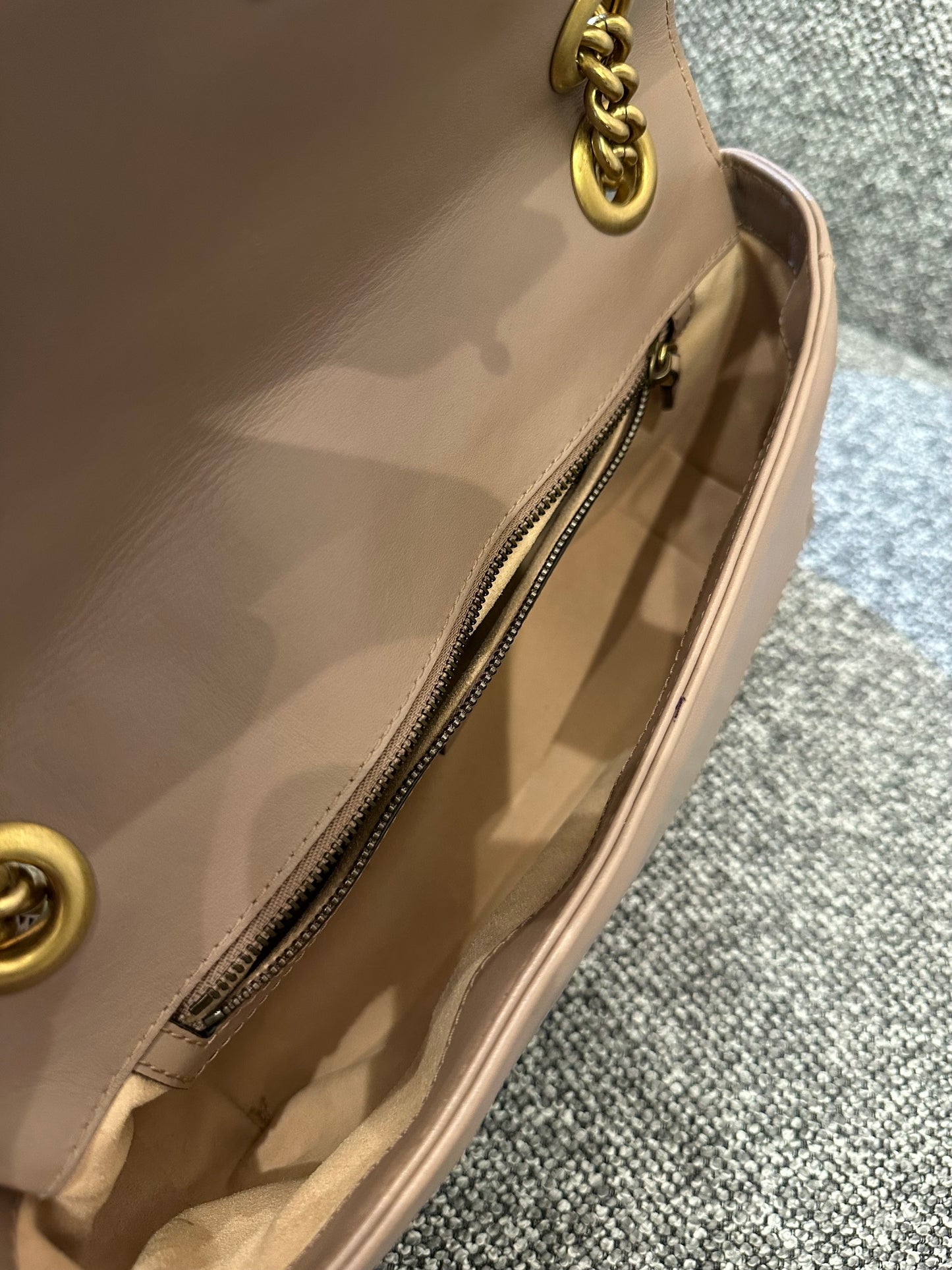 Gucci GG Marmont Flap Matelasse Shoulder Bag In Taupe
