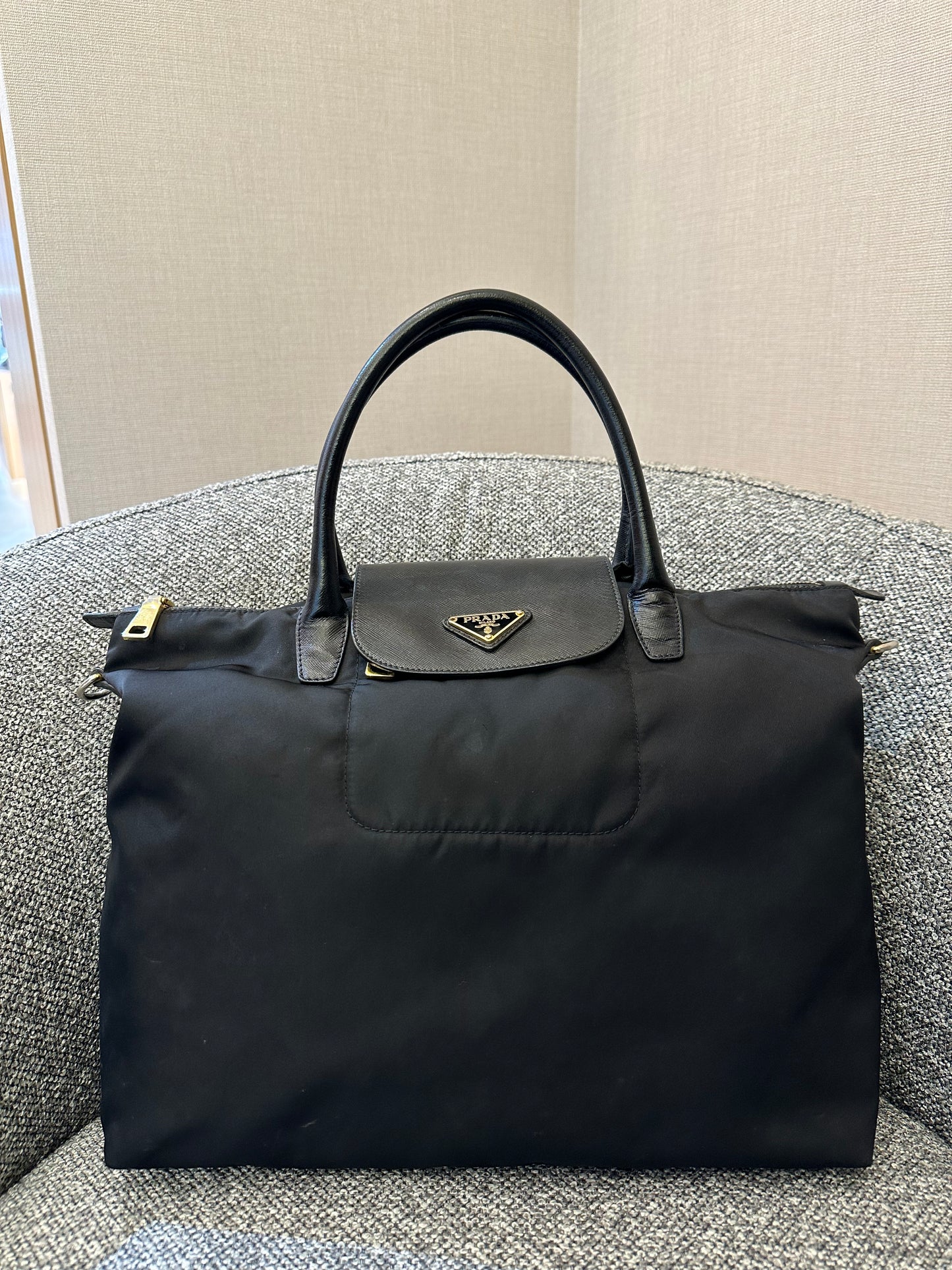 Prada Nylon Two-Way Bag In Black